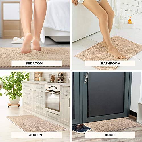 Delxo Indoor Durable Chenille Door mat 30"X46" Extra Large,Soft and Absorbent Machine Wash and Dry Inside Mats, Low-Profile Rug Doormats for Pet,Dog,Entry,Back Door, High Traffic Areas, Beige - delxousa
