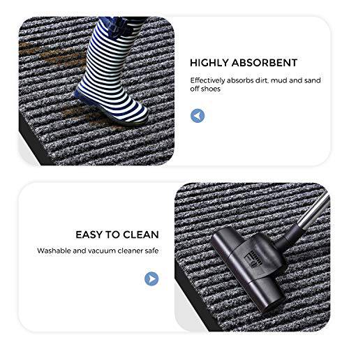 Delxo 2-Pack Striped Door Floor Mat - 18"x30", Indoor Outdoor Rug Entryway Welcome Mats with Rubber Backing for Shoe Scraper, Ideal for Inside Outside High Traffic Area (Grey) - delxousa