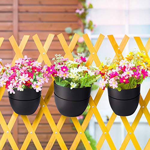 Delxo 5pcs Plant Pots，Flower Pots Indoor with Saucers and Drainage Hole,Plastic Nursery Garden Pots for Plants,Flower.4/4.5/5.5/6.3/7 Inch Planter Pot Black - delxousa