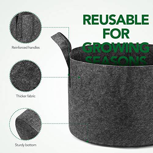 Delxo 12-Pack 15 Gallon Grow Bags Heavy Duty Aeration Fabric Pots Thickened Nonwoven Fabric Pots Plant Grow Bags Grey - delxousa