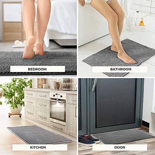 Delxo Chenille Gray Door mat Indoor, 30X47Extra Large,Soft and