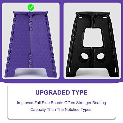 Delxo 16 Inch Folding Step Stool,1 Pack Plastic Stool in Purple,Extra-Thicken Kitchen Step Stool,Non Slip 2021 Strengthen Plastic Stepping Stool for Adults - delxousa