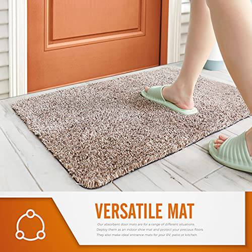 Delxo Doormat 24''x36''Absorbs Mud Magic Doormat No Odor Durable Anti-Slip Rubber Back Low-Profile Entrance Door Mat Large Cotton Shoe Scraper Pet Mat Machine Washable in Beige - delxousa