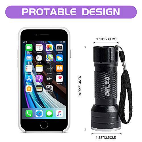 2 Pack UV Flashlight, Delxo 21 LED Black light Flashlite 395nm Detector for Dog Pet Urine Stains Bed Bugs and Scorpions,Authenticate Currghtency,Detection Lis of Fluorescent Agent - delxousa