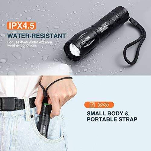 DELXO Flashlights High Lumens, Tactical Flash Light 2 Pack, LED Handheld Flashlights With 5 Modes, Zoomable, Water Resistant, EDC Flashlight for Camping, Outdoor, Emergency, Hiking, Survival - delxousa