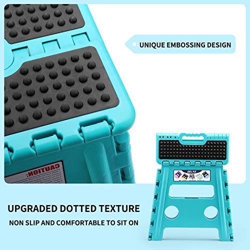 Delxo Folding Step Stool,Non-Slip Stool 13 inch Height Premium Heavy Duty Foldable Stool for Kids and Adults,Kitchen Garden Bathroom Stepping Stool 1 Pack in Light Blue,2021 Upgrade Dotted Texture - delxousa