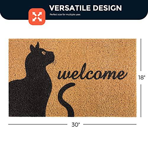 Delxo Welcome Mat 18x30 Entrance Door mat No Odor Durable Anti-Slip Rubber Back Front Doormat for Entry Porch, Deck, Patio, or Mudroom in Welcome Cats Design - delxousa
