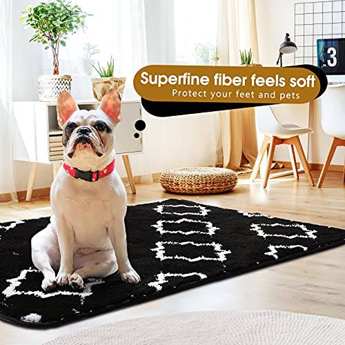 Delxo Indoor Door Mat,32"X48" Mud&Water Absorbent Doormat ,Quatrefoil Pattern Lager Rugs for Entryway, Back Door,Kitchen, Bathroom,Entrance,Machine Washable Doormat Black - delxousa