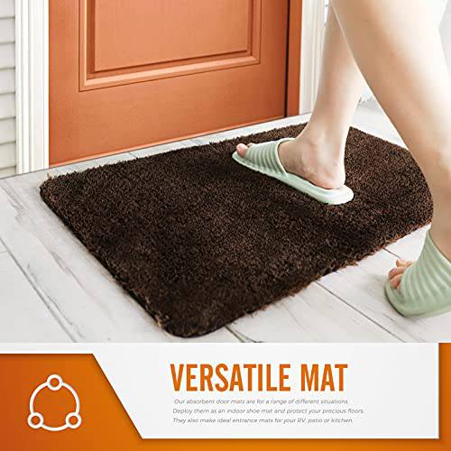 Delxo 2020 Upgrade Doormat Super Absorbent Mud Doormat 18x30 Inch No Lint Shedding Durable Anti-Slip Rubber Back Low-Profile Entrance Large Cotton Shoe Scraper Pet Mat Machine Washable (Dark Brown) - delxousa