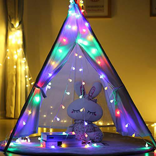 DELXO Globe String Lights with Remote, 50 LED Fairy Lights for Bedroom, Room Twinkle Lights, 8 Modes, Battery Power, Waterproof Decorative Lights for Outdoor Indoor Patio Christmas Party, Color - delxousa