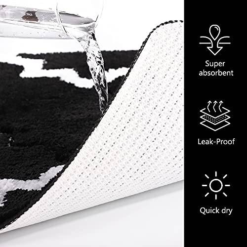 Delxo Indoor Door Mat,32"X48" Mud&Water Absorbent Doormat ,Quatrefoil Pattern Lager Rugs for Entryway, Back Door,Kitchen, Bathroom,Entrance,Machine Washable Doormat Black - delxousa