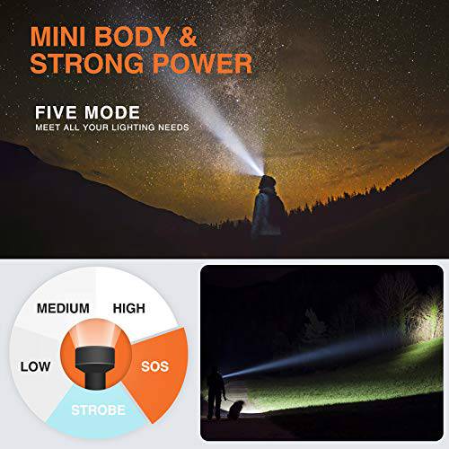 DELXO Flashlights High Lumens, Tactical Flash Light 2 Pack, LED Handheld Flashlights With 5 Modes, Zoomable, Water Resistant, EDC Flashlight for Camping, Outdoor, Emergency, Hiking, Survival - delxousa