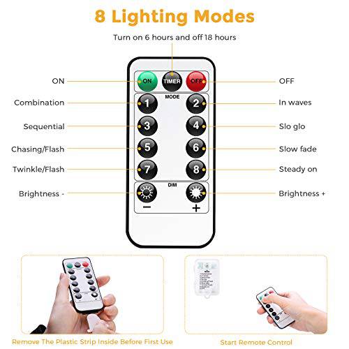 DELXO Globe String Lights with Remote, 50 LED Fairy Lights for Bedroom, Room Twinkle Lights, 8 Modes, Battery Power, Waterproof Decorative Lights for Outdoor Indoor Patio Christmas Party, Warm - delxousa