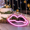 DELXO Lips Neon Lights, Neon Signs for Wall Decor, 3 AA Battery/USB Powered, LED Neon Decorative Light Makeup Room Decor for Christmas, Birthday Party, Kids Room, Living Room, Bedroom Decorations, - delxousa