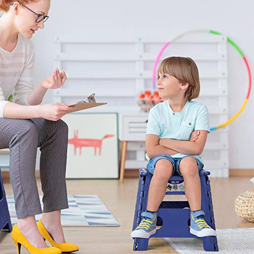 Delxo 13” Folding Step Stool in Royal Blue,2 Pack Premium Heavy Duty Foldable Stool for Kids and Adults,Portable Collapsible Plastic Step Stool,Non Slip Folding Stools for Kitchen Bathroom Bedroom - delxousa