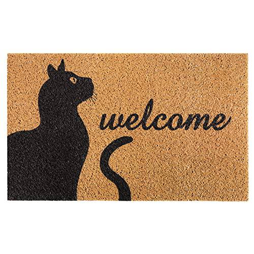 Delxo Welcome Mat 18x30 Entrance Door mat No Odor Durable Anti-Slip Rubber Back Front Doormat for Entry Porch, Deck, Patio, or Mudroom in Welcome Cats Design - delxousa