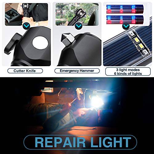 Delxo Patriot Flashlight, Handheld Solar Powered Tactical Flashlights Cell Phone Charger, USB Rechargeable Waterproof Car LED Flash Light with 18650 Battery, Multi Function for Emergency - delxousa