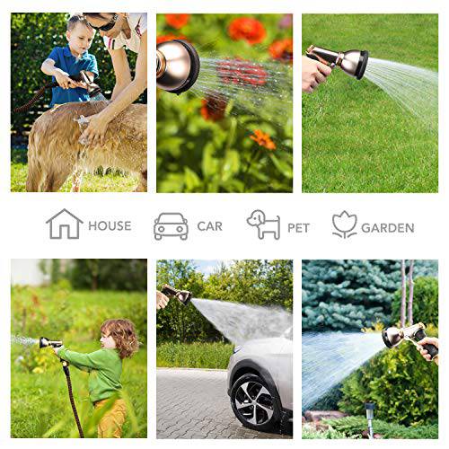 Delxo 50Ft Expandable Garden Hose,9-Function Water Hose with Heavy Duty High-Pressure Metal Spray Nozzle, Leakproof Design 3/4 inch Solid Brass Fittings in Orange - delxousa