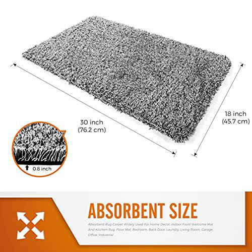 Delxo 18"x30" Grey Door Mat, Absorbs Mud & Water Entryway Rug, No Odor Anti-Slip Rubber Back Low-Profile Front Door Mat Indoor, Large Cotton Shoe Scraper Pet Mat Machine Washable - delxousa