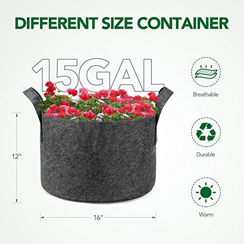Delxo 12-Pack 15 Gallon Grow Bags Heavy Duty Aeration Fabric Pots Thic