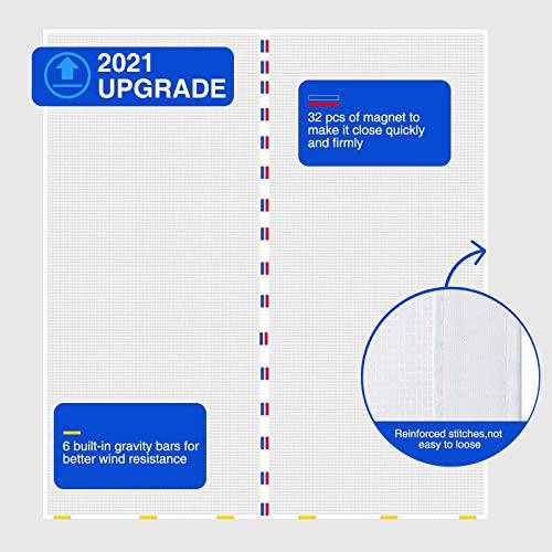 Delxo72x80" Magnetic Screen Door with 32 Magnetics Durable Fiberglass Mesh Curtain,Dogs Pets Friendly French Door Screen, White - delxousa