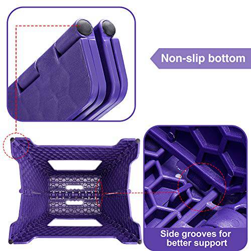 Delxo 13 Inch Folding Step Stool,1 Pack Plastic Stool in Purple,Extra-Thicken Kitchen Step Stool,Non Slip 2021 Strengthen Plastic Stepping Stool for Kids & Adults - delxousa