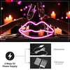 DELXO Lips Neon Lights, Neon Signs for Wall Decor, 3 AA Battery/USB Powered, LED Neon Decorative Light Makeup Room Decor for Christmas, Birthday Party, Kids Room, Living Room, Bedroom Decorations, - delxousa