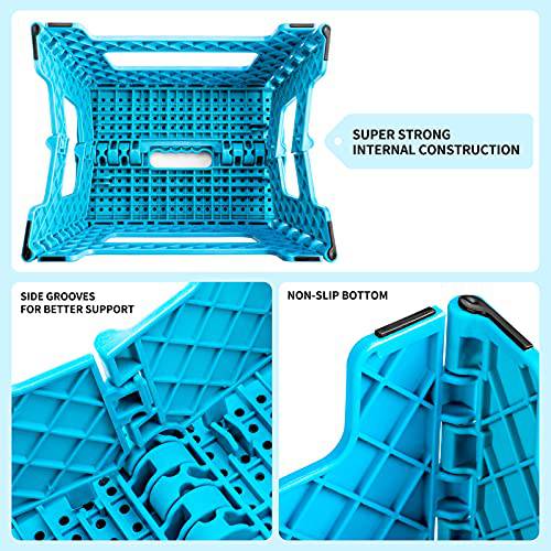 Delxo Folding Step Stool,Non-Slip Stool 9 inch Height Premium Heavy Duty Foldable Stool for Kids,Kitchen Garden Bathroom Stepping Stool 1 Pack in Light Blue,2021 Upgrade Dotted Texture - delxousa
