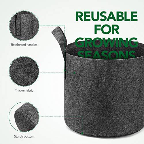 Delxo 12-Pack 10 Gallon Grow Bags Heavy Duty Aeration Fabric Pots Thickened Nonwoven Fabric Pots Plant Grow Bags Grey - delxousa