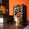 Syntrific Fireplace Log Rack with 4 Fireplace Tools Fireplace Log Holder for Indoor and Outdoor Heavy Duty Steel Black Fireplace Log Rack Wrought Iron Logs Bin Holder for Fireplace Tool Set - delxousa