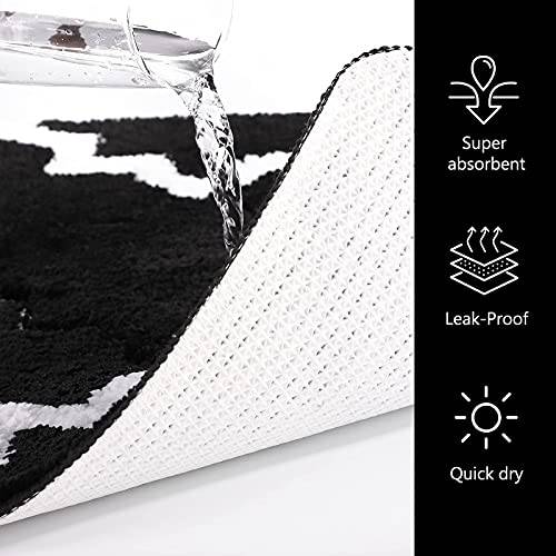 Delxo Indoor Door Mat,20"X32" Super Water Absorbent Door Mats,Quatrefoil Pattern Door Rugs for Entryway,Back Door,Entrance,Bathroom,Machine Washable Absorbs Mud Doormats Non-Slip Indoor Mat Black - delxousa