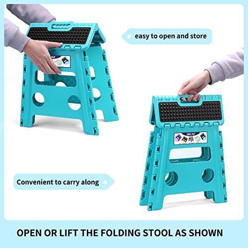 Delxo Folding Step Stool,Non-Slip Stool 13 inch Height Premium Heavy Duty Foldable Stool for Kids and Adults,Kitchen Garden Bathroom Stepping Stool 2 Pack in Light Blue,2021 Upgrade Dotted Texture - delxousa