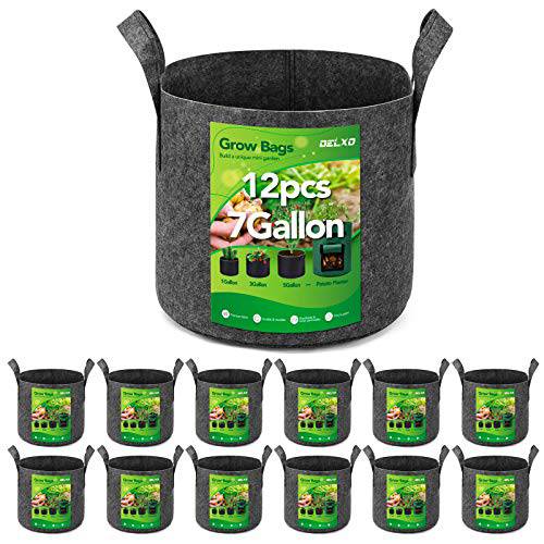 Delxo 12-Pack 7 Gallon Grow Bags Heavy Duty Aeration Fabric Pots Thickened Nonwoven Fabric Pots Plant Grow Bags - delxousa