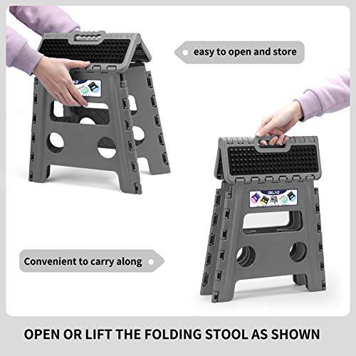 Delxo Folding Step Stool,Non-Slip Stool 13 inch Height Premium Heavy Duty Foldable Stool for Kids and Adults,Kitchen Garden Bathroom Stepping Stool 2 Pack in Grey,2021 Upgrade Dotted Texture - delxousa