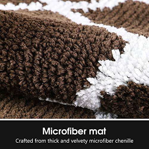 Delxo Kitchen Rugs and Mats Set,2 Pieces Super Absorbent Microfiber Kitchen Carpets and Rugs Machine Washable Non Slip Rug Mats for Kitchen,Floor,Bathroom,Sink,Laundry in Black,17"X24"+17"X48" Brown - delxousa