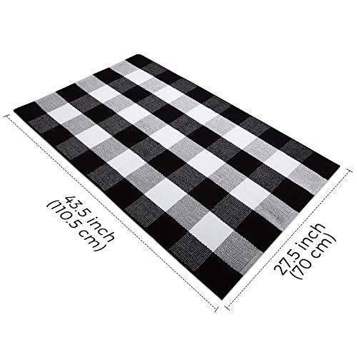 Delxo 2-Pack Cotton Buffalo Plaid Rug,27.5"x43.5" Hand-Woven Indoor or Outdoor Rugs for Layered Door Mats Washable Carpet for Front Porch/Kitchen/Farmhouse/Entryway (Black&White) - delxousa