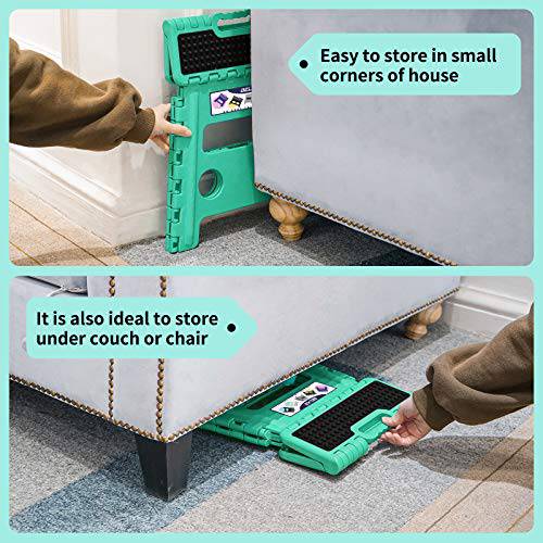 Delxo Folding Step Stool,Non-Slip Stool 13 inch Height Premium Heavy Duty Foldable Stool for Kids and Adults,Kitchen Garden Bathroom Stepping Stool 1 Pack in Green,2021 Upgrade Dotted Texture - delxousa