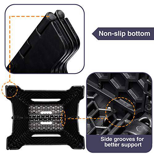 Delxo 13 Inch Folding Step Stool,1 Pack Plastic Stool in Black,Extra-Thicken Kitchen Step Stool,Non Slip 2021 Strengthen Plastic Stepping Stool for Kids & Adults - delxousa