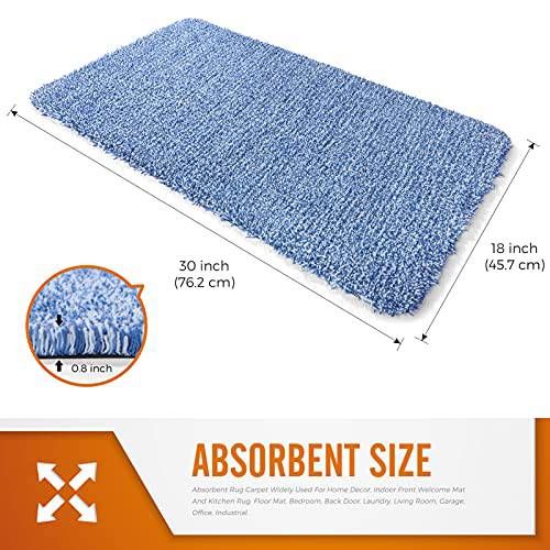 Delxo 2020 Upgrade Doormat Super Absorbent Mud Doormat 18x30 Inch No Lint Shedding Durable Anti-Slip Rubber Back Low-Profile Entrance Large Cotton Shoe Scraper Pet Mat Machine Washable (Light Blue) - delxousa