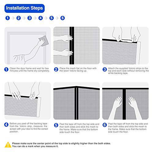 Delxo72x80" Magnetic Screen Door with 32 Magnetics Durable Fiberglass Mesh Curtain,Dogs Pets Friendly Door Screen, Black - delxousa