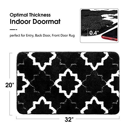 Delxo Indoor Door Mat,20"X32" Super Water Absorbent Door Mats,Quatrefoil Pattern Door Rugs for Entryway,Back Door,Entrance,Bathroom,Machine Washable Absorbs Mud Doormats Non-Slip Indoor Mat Black - delxousa