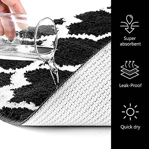 Delxo Kitchen Mats Set 2 Pieces Super Absorbent Microfiber Kitchen Rugs Machine Washable Non Slip Kitchen Floor Mat for Kitchen,Floor,Bathroom,Sink,Laundry,17"X24"+17"X48" Black - delxousa