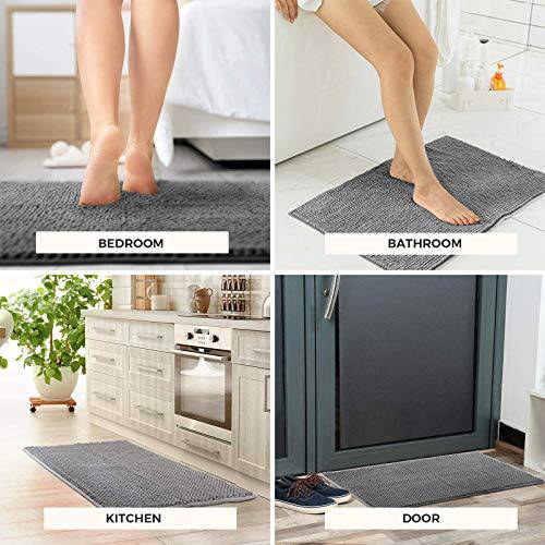 Delxo Indoor Durable Chenille Door mat 17"X30" Extra Soft and Absorbent Machine Wash and Dry Inside Mats, Low-Profile Rug Doormats for Entry, Mud Room Mat, Back Door, High Traffic Areas,Grey - delxousa
