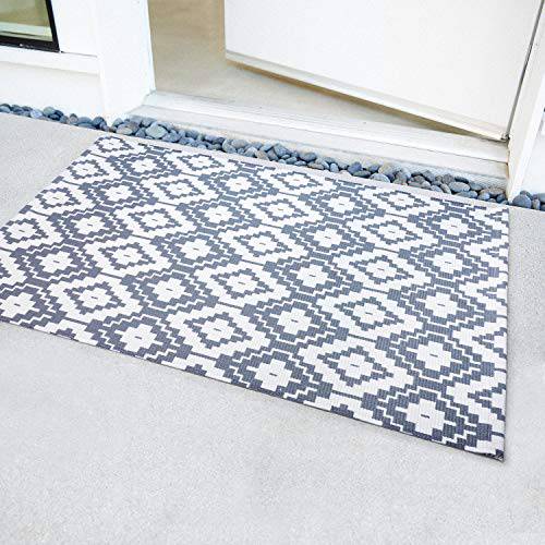Delxo Door Mats, 24"x36" Cotton Hand-Woven Washable Door Rugs. Triangle Style,Great for Indoor, Outdoor,Front Door,Bedroom,Laundry. Grey and White - delxousa