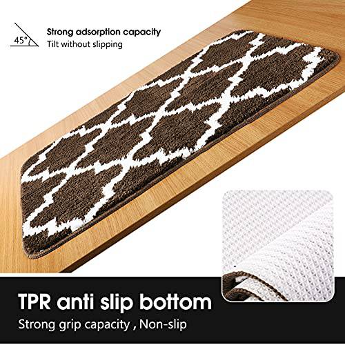 Delxo Kitchen Rugs and Mats Set,2 Pieces Super Absorbent Microfiber Kitchen Carpets and Rugs Machine Washable Non Slip Rug Mats for Kitchen,Floor,Bathroom,Sink,Laundry in Black,17"X24"+17"X48" Brown - delxousa