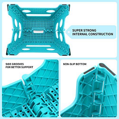 Delxo Folding Step Stool,Non-Slip Stool 13 inch Height Premium Heavy Duty Foldable Stool for Kids and Adults,Kitchen Garden Bathroom Stepping Stool 2 Pack in Light Blue,2021 Upgrade Dotted Texture - delxousa