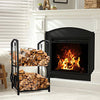 Delxo Fireplace Rack with 4 pcs Fireplace Tools Fireplace Log Holder for Indoor and Outdoor Black Fireplace Log Rack Wrought Iron Logs Bin Holder for Fireplace Tool Set - delxousa