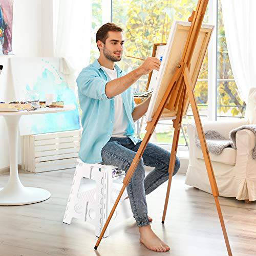 Delxo 16” Folding Step Stool in White,1 Pack Premium Heavy Duty Foldable Stool for Adults,Portable Collapsible Plastic Step Stool,Non Slip Folding Stools for Kitchen Bathroom Bedroom - delxousa