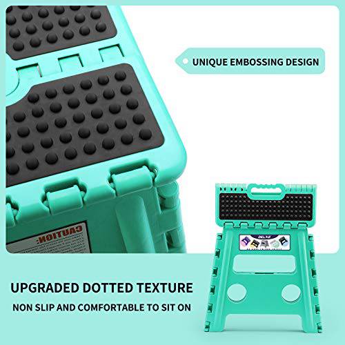 Delxo Folding Step Stool,Non-Slip Stool 13 inch Height Premium Heavy Duty Foldable Stool for Kids and Adults,Kitchen Garden Bathroom Stepping Stool 1 Pack in Green,2021 Upgrade Dotted Texture - delxousa