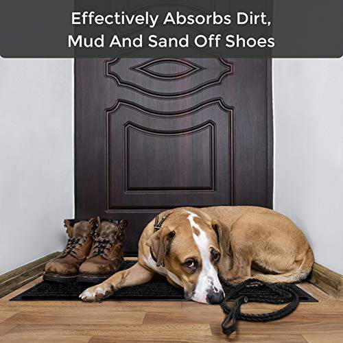 Delxo 2-Pack Striped Door Floor Mat - 18"x30", Indoor Outdoor Rug Entryway Welcome Mats with Rubber Backing for Shoe Scraper, Ideal for Inside Outside High Traffic Area (Black) - delxousa